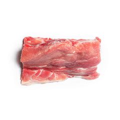 Overhead view of Pork Back Bones isolated on white background.