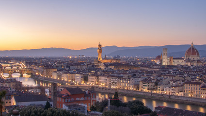 florence,tuscany/Italy 20 february 2019 :panoramic view of florence from michelangelo square at...
