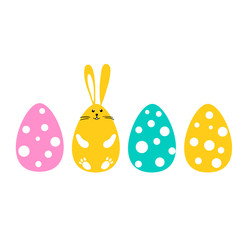 vector colorful bright cute rabbit eggs Easter illustration simple cartoon childish pattern on white