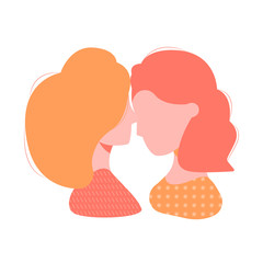 Colorful silhouette of a loving couple of girls. Vector illustration on the theme of homosexuality.