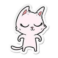 sticker of a calm cartoon cat