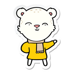 sticker of a happy cartoon polar bear