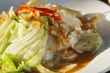 Thai food stir fry cabbage