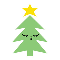 flat color retro cartoon christmas tree