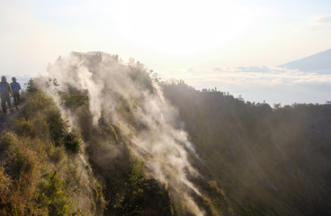 Volcanic steam coming out of Batur volcano 