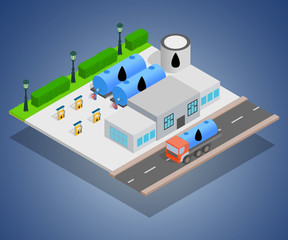 Petroleum concept banner. Isometric banner of petroleum vector concept for web, giftcard and postcard