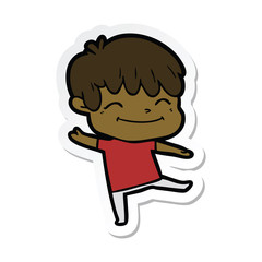 sticker of a happy cartoon boy