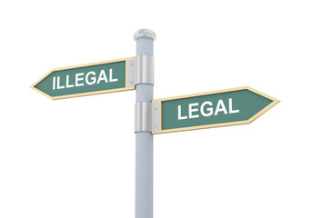 Obraz premium 3d illegal legal road sign
