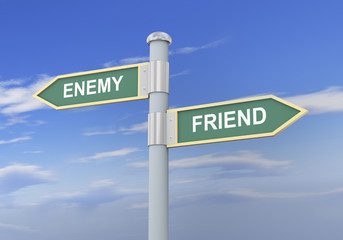 Fototapeta premium 3d enemy friend road sign