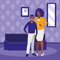young couple black avatars characters