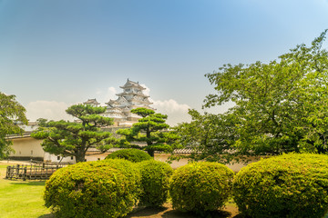 Garden of Himeji Japanese hilltop castle. Regarded as the finest example of Japanese castle...