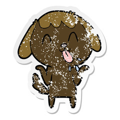distressed sticker of a cute cartoon dog