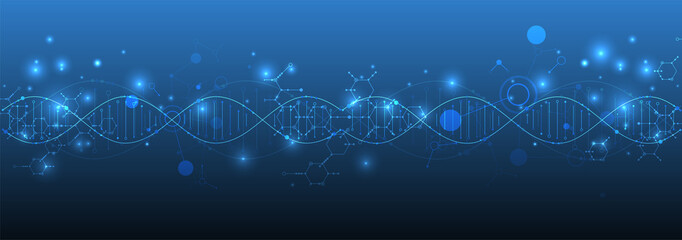 Science template, wallpaper or banner with a DNA molecules. Vector illustration.
