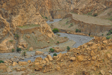 Fantastic mountain landscape. Ru'us al Jibal. Al Hajar Moutains. Musandam. Oman