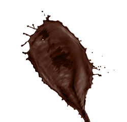 Splash of delicious sweet chocolate milk on white background