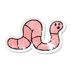 distressed sticker of a quirky hand drawn cartoon worm