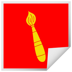 quirky square peeling sticker cartoon paint brush