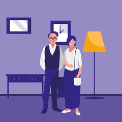 young couple avatars characters