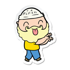 sticker of a man with beard sticking out tongue