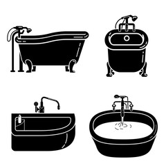Bathtub icons set. Simple set of bathtub vector icons for web design on white background