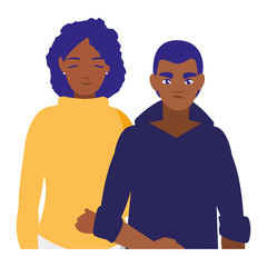 Obraz premium young couple black avatars characters