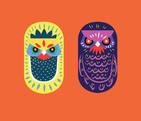 Pohela Boishakh Owl Mask Vector Colorful Set