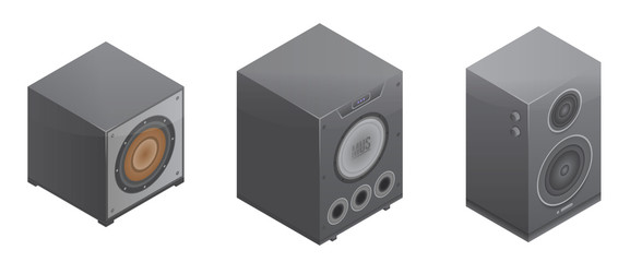 Stereo system icons set. Isometric set of stereo system vector icons for web design isolated on white background