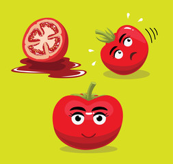 Cute Tomato Cartoon Emotions Vector Illustration