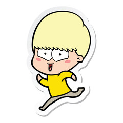 sticker of a cartoon happy boy