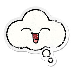 distressed sticker of a cute cartoon thought bubble