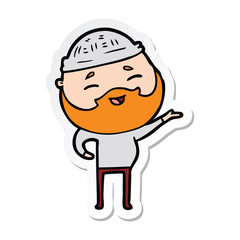 sticker of a cartoon happy bearded man