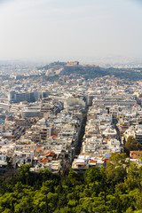 Athens cityscape with Parthenon on the Acropolis.
