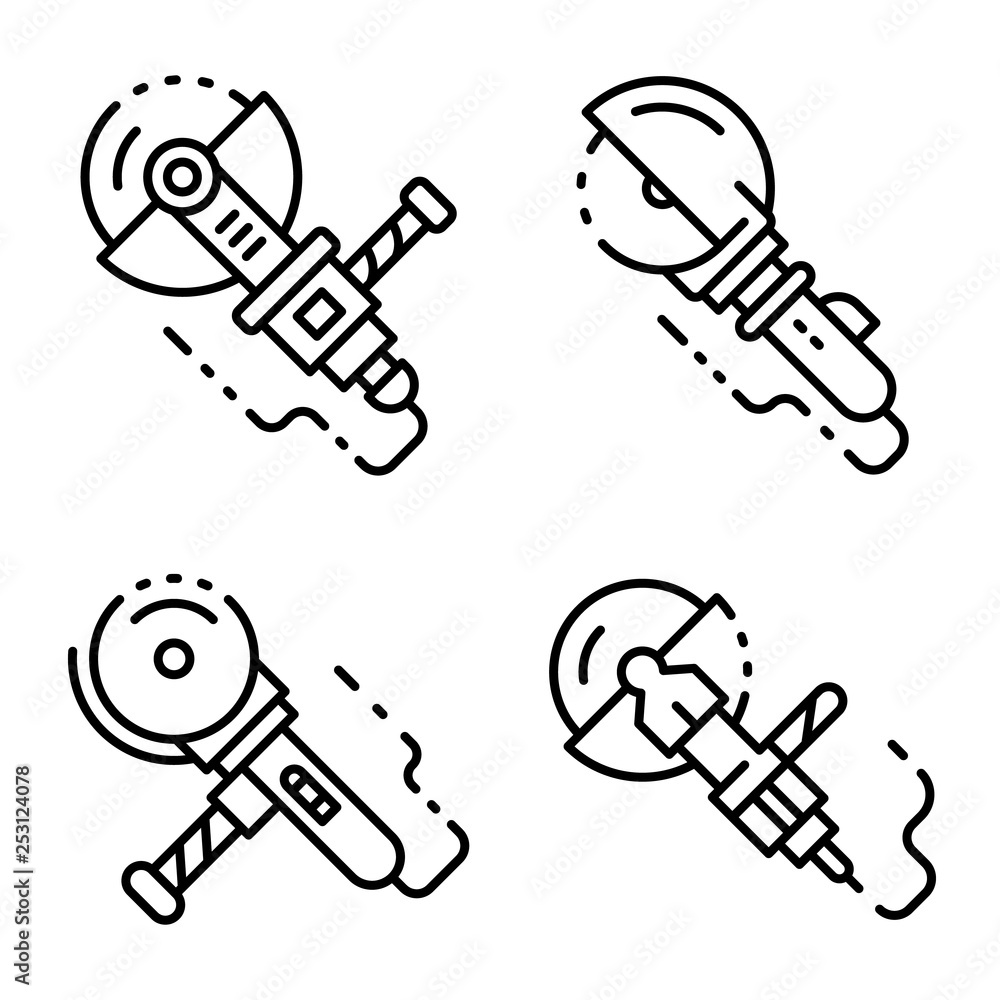 Aufkleber angle grinder icons set. outline set of angle grinder vector icons for web design isolated on white 