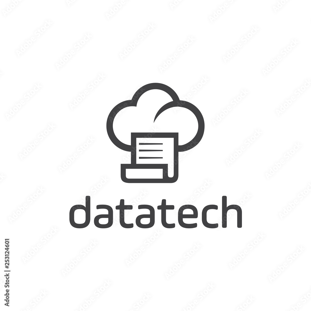 Poster cloud computing logo. communication or network icon. linear style. monochrome option.