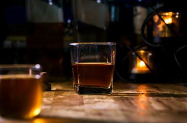 whiskey on wood bar