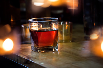 whiskey on wood bar