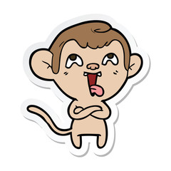 sticker of a crazy cartoon monkey