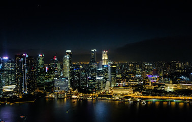 Obraz na płótnie Canvas View at Singapore City Skyline, night landscape