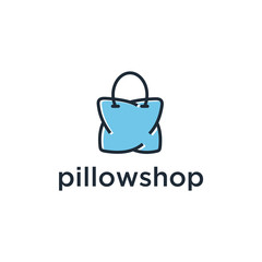 pillow with shopping cart, logo design. Furniture and bedding, vector design and illustration