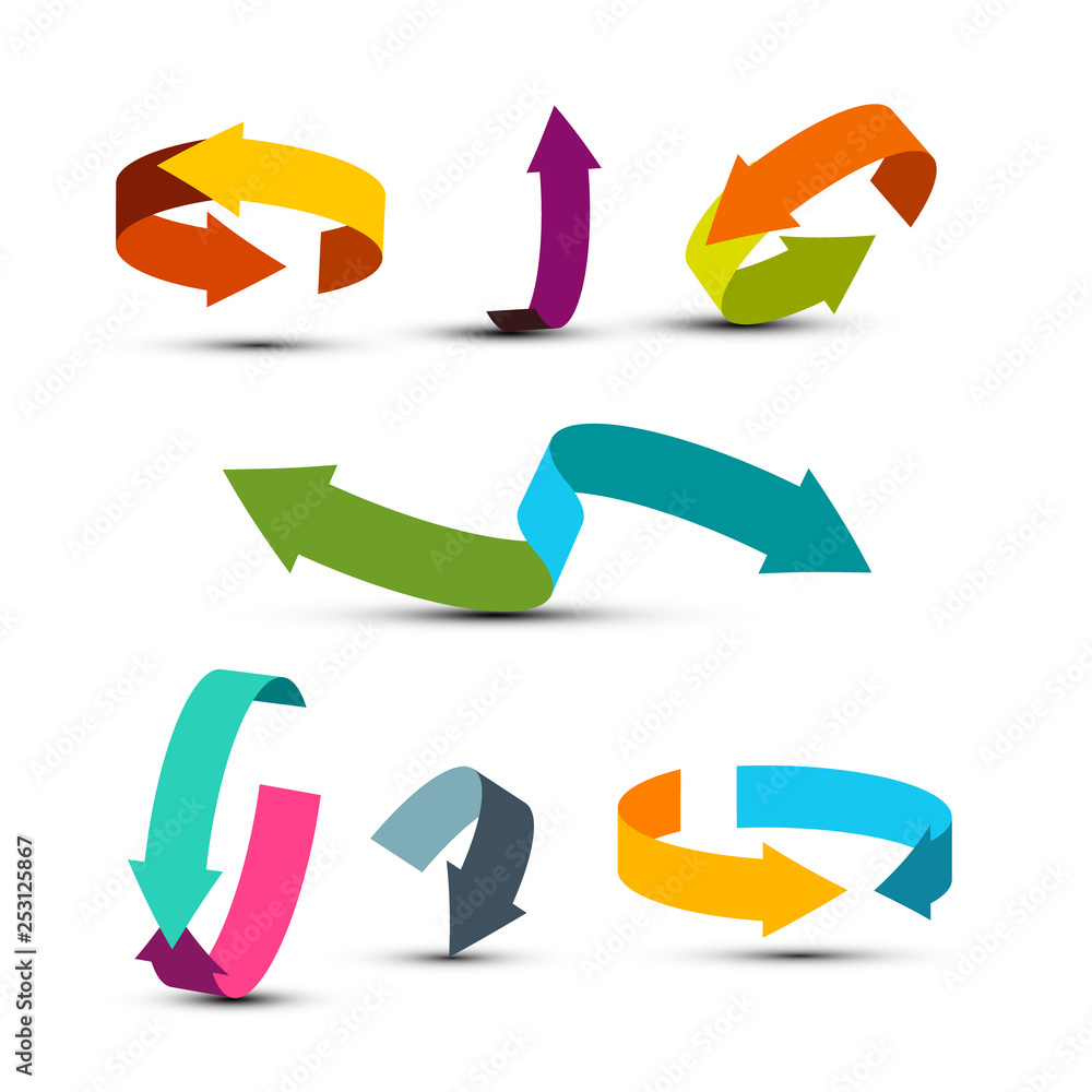 Poster colorful arrows set. vector double arrow icons. graphic arrow concept for applications and web desig