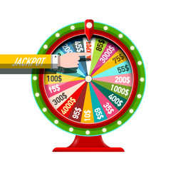 Wheel of Fortune Vector Icon with Jackpot Hand