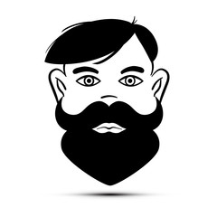 Beard Face Man Avatar. Vector Male Icon.