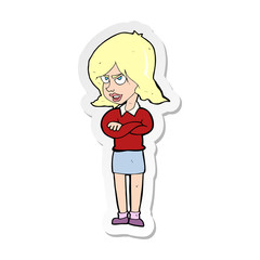 sticker of a cartoon angry woman