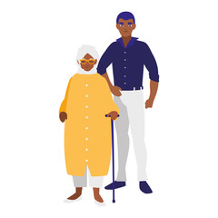 black grandmother with son characters