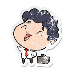 distressed sticker of a cartoon businessman