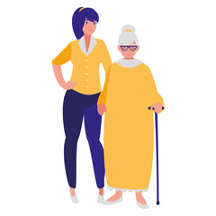 cute grandmother with daughter