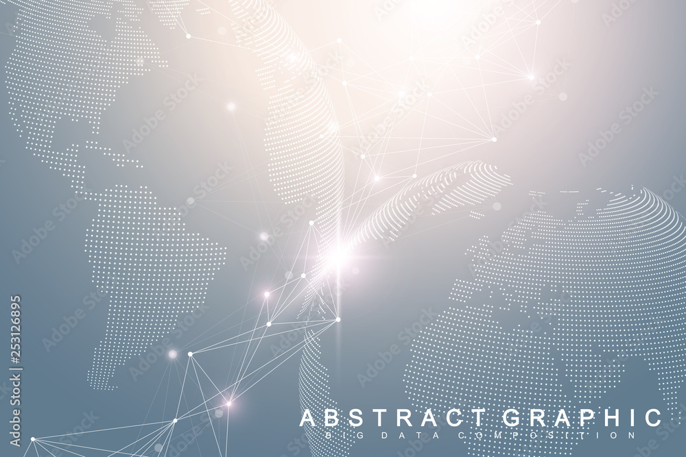 Poster Big data visualization. Graphic abstract background communication. Perspective backdrop visualization. Analytical network visualization. Vector illustration.