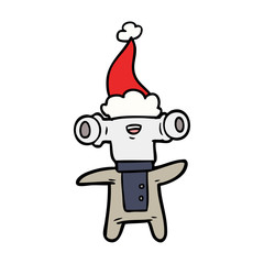 friendly line drawing of a alien wearing santa hat