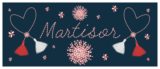 Martisor celebrating elements vector background  