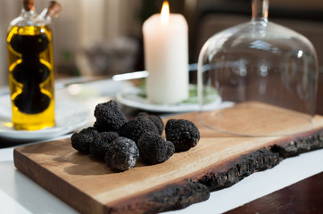 cooking black truffle in a restaurant